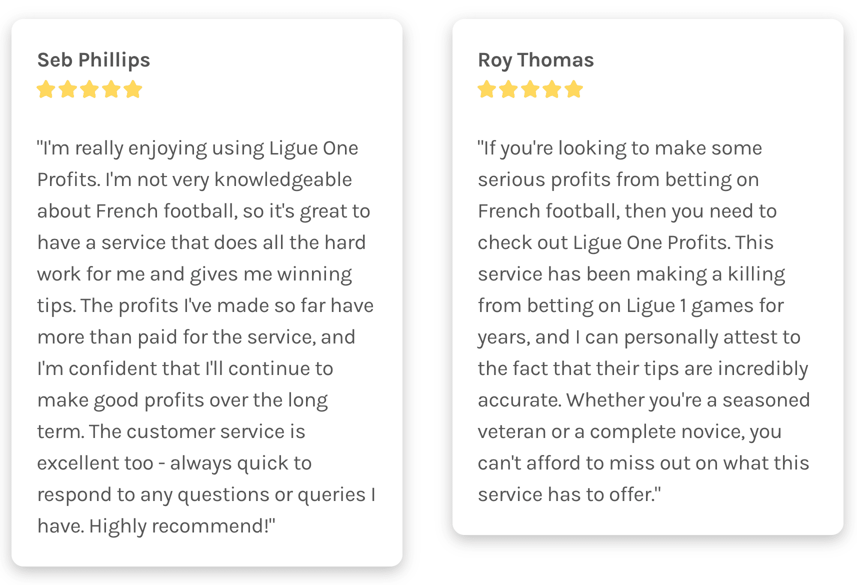 Ligue One Profits testimonial section 1